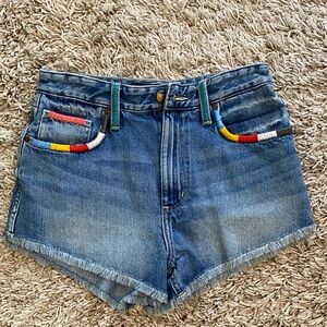 Lee Blue Denim Shorts with Colorful Accents Brand New! High Rise Cut Off